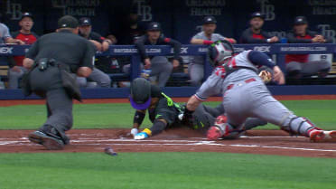 Chandler Simpson out at home after challenge