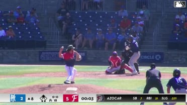 Enddy Azocar doubles (12) on a sharp fly ball to center fielder Dashyll Tejeda. Ilan Fernandez scores.