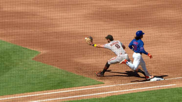Francisco Lindor is safe at first after review