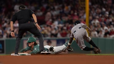 Jarren Duran safe at second after review