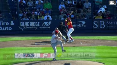Raylin Heredia singles on a line drive to left fielder Elijah Nunez. Aroon Escobar scores. Austin Murr out at home on the throw, left fielder Elijah Nunez to catcher Maxwell Romero Jr.