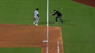 Vinnie Pasquantino's ball stays fair in the 8th
