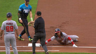 CJ Abrams safe at 1st after review