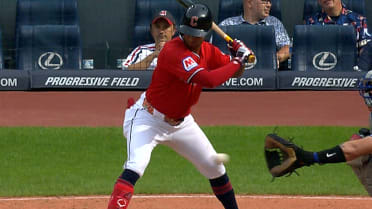 Brayan Rocchio hit by pitch after manager challenge