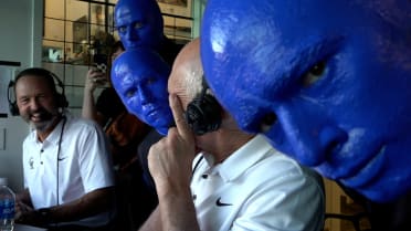 The Blue Man Group visits the Rockies' broadcast