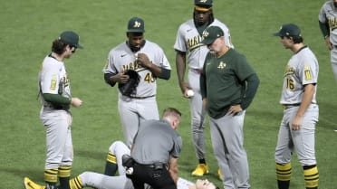 Zack Gelof is removed from the game