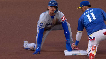 Bobby Witt Jr. steals second base