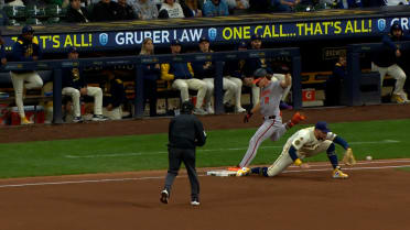 Gunnar Henderson safe at first after review