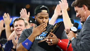Vladimir Guerrero Jr. receives ALCS MVP trophy