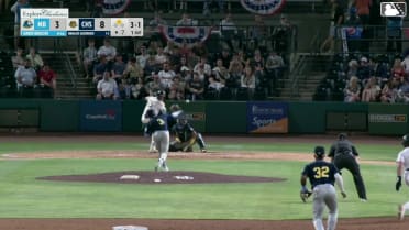 Brailer Guerrero singles on a ground ball to left fielder Edward Vargas. Tom Poole scores.