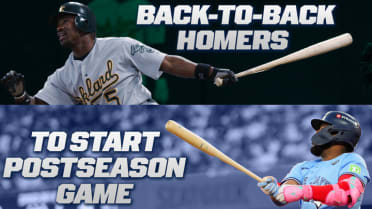 '25 Blue Jays join '02 A's with B2B HRs to start game