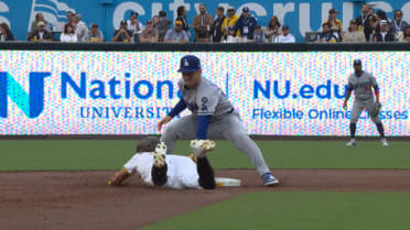 Lou Trivino picks off Fernando Tatis Jr. after review