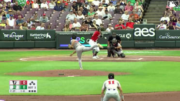 Tyson Lewis homers (1) on a line drive to center field.