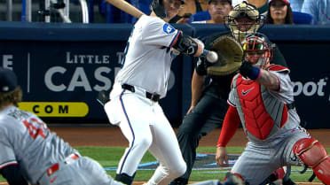 Kyle Stowers hits foul ball after review 