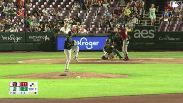 Eduardo Quintero doubles (21) on a line drive to center fielder Kyle Henley. Charles Davalan scores.