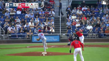 Johanfran Garcia doubles (12) on a line drive to left fielder Eli Serrano III. Brooks Brannon scores.