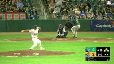 Cole Messina doubles (18) on a sharp line drive to center fielder Victor Arias. Mike Antico scores.