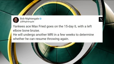 Max Fried goes on 15-day IL with left bone bruise