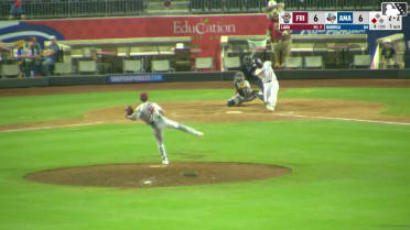 Alberto Barriga singles on a line drive to left fielder Marcus Lee Sang. Druw Jones scores.