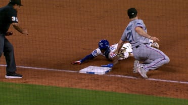 Tyler Tolbert steals 3rd base after call confirmed