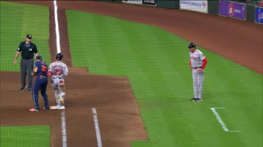Romy Gonzalez safe at first after review