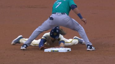 Oliver Dunn is safe at second after review