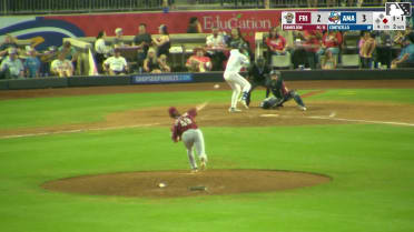 Gavin Conticello triples (4) on a sharp fly ball to right fielder Orlando Martinez. Demetrio Crisantes scores.