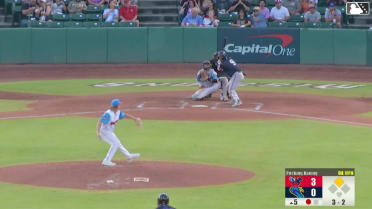 Kyle DeBarge doubles (5) on a line drive to left fielder Tirso Ornelas. Ricardo Olivar scores.