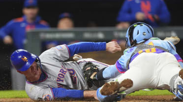 Pete Alonso safe at home after a review 