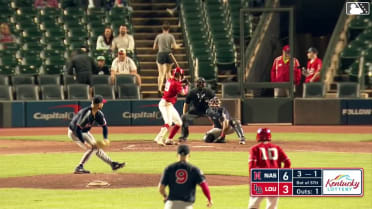 Edwin Arroyo triples (4) on a sharp line drive to center fielder Jett Williams, deflected by right fielder Luis Lara. P.J. Higgins scores. Dayne Leonard scores.