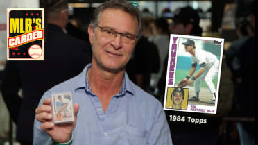 Don Mattingly reacts to baseball cards from career
