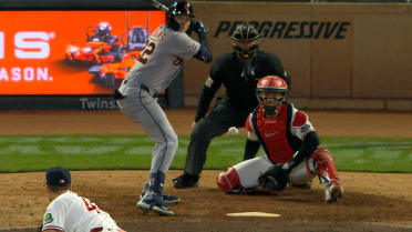 Riley Greene scores on a wild pitch