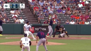 Trei Cruz singles on a ground ball to right fielder P.J. Hilson. Max Anderson scores.
