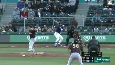 Colt Emerson doubles (2) on a fly ball to left fielder Nick Solak. Rhylan Thomas scores. Ryan Bliss to 3rd.