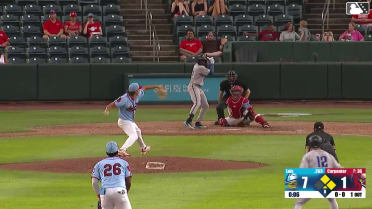 Jansel Luis singles on a ground ball to right fielder Travis Honeyman. Trent Youngblood scores. Demetrio Crisantes to 3rd.