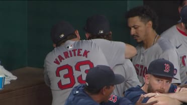 Wilyer Abreu gets comforted by teammates in dugout
