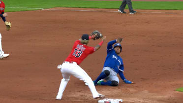 George Springer safe at second after review