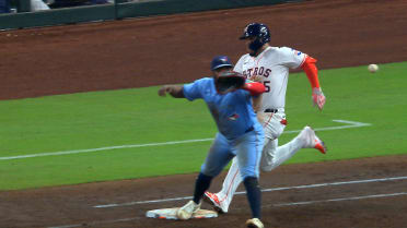 Paredes beats the throw to first after review