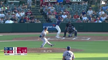 Dylan Dreiling homers (17) on a fly ball to right center field. Frainyer Chavez scores.
