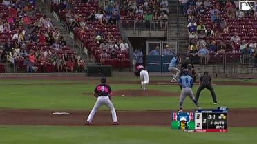 Josiah Hartshorn triples (2) on a line drive to center fielder Yasser Mercedes. Christian Olivo scores. Kane Kepley scores.