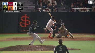 Josuar Gonzalez singles on a line drive to left fielder Alex Conover. Rod Barajas Jr. scores. Andy Polanco scores. Broedy Poppell to 2nd.