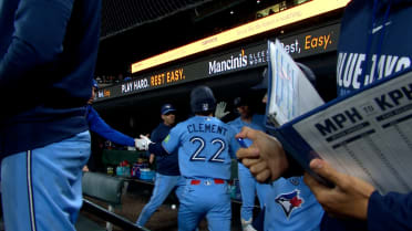 Ernie Clement scores on double play