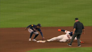 Yainer Diaz ruled safe at second after review