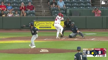 Jack Gurevitch doubles (4) on a sharp fly ball to center fielder Kai Roberts. Tai Peete scores.