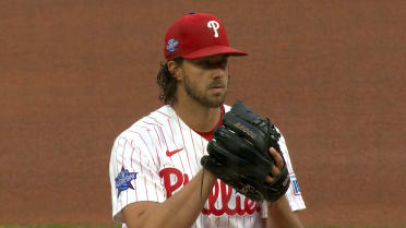 Aaron Nola strikes out TJ Rumfield 