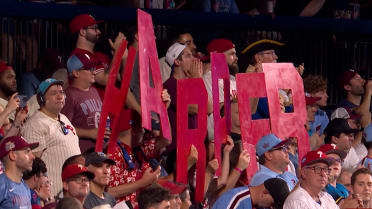 Bryce Harper gets a standing ovation coming up to bat