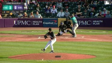 Ethan Anderson singles on a line drive to center fielder Brett Callahan. Fernando Peguero scores.