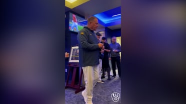 Pat Murphy reads a letter from Bob Uecker