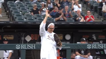 Sister Mary Jo throws out the first pitch