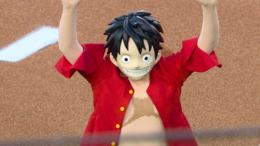 Monkey D. Luffy throws out the first pitch